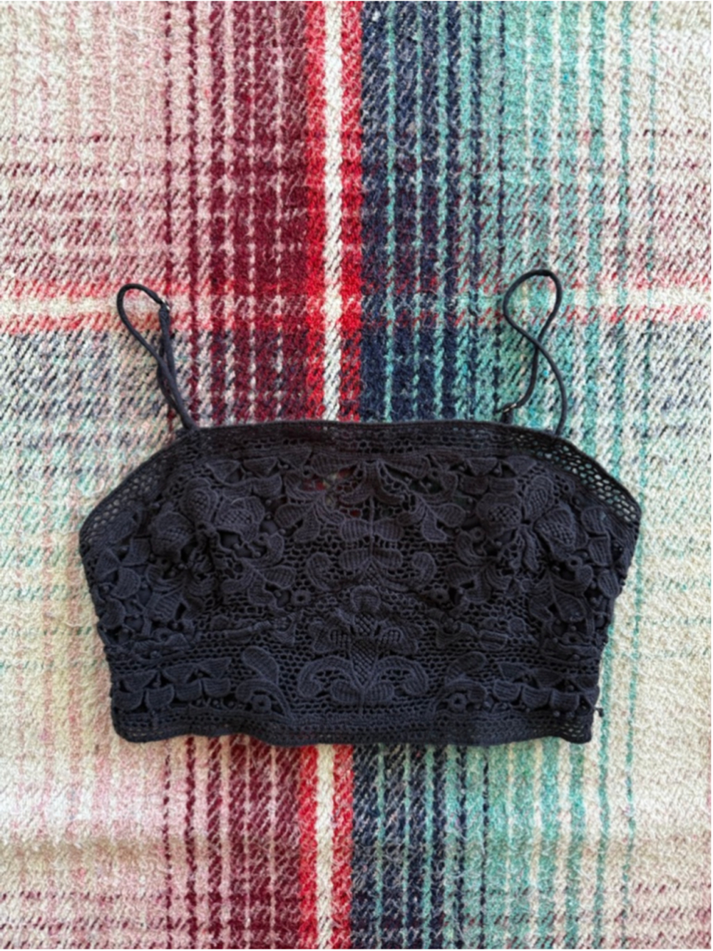 Free People Black Lace Bralette One Size